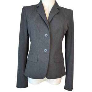 Ann Taylor Size 0 Gray Blazer Fitted 2-Button Front Polyester/Rayon/Spandex